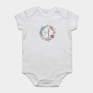 Floral Monogram A Colorful Full  Blooms Baby Bodysuit